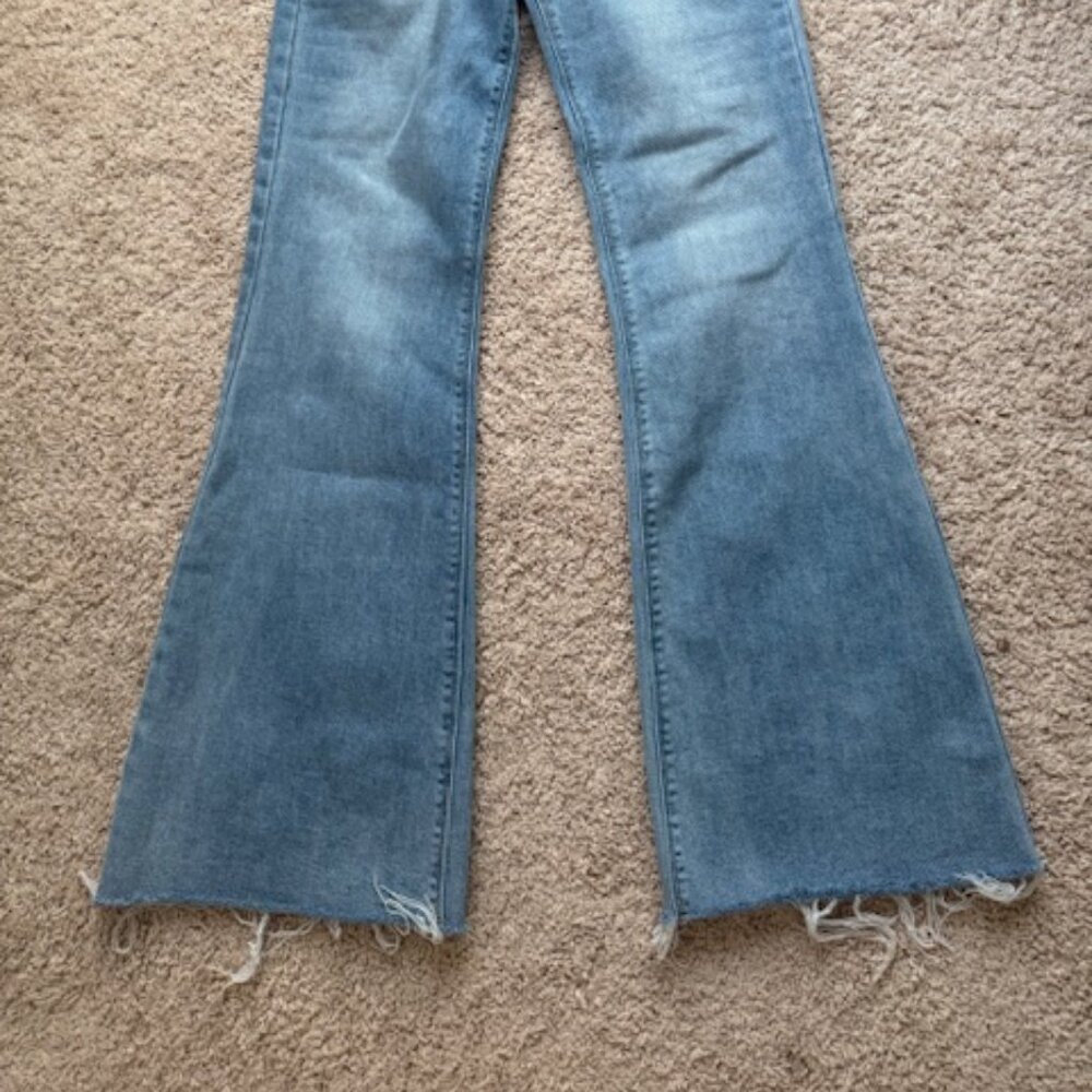 Risen High Rise Flare Jeans Raw Frayed Hem - Size 11/30